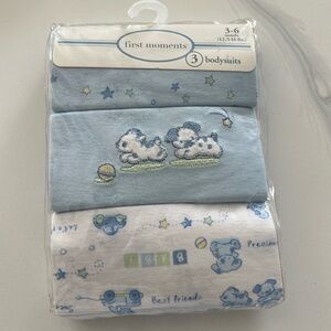 First Moments 3 pack short-sleeve onesies (sz 3-6 mos)